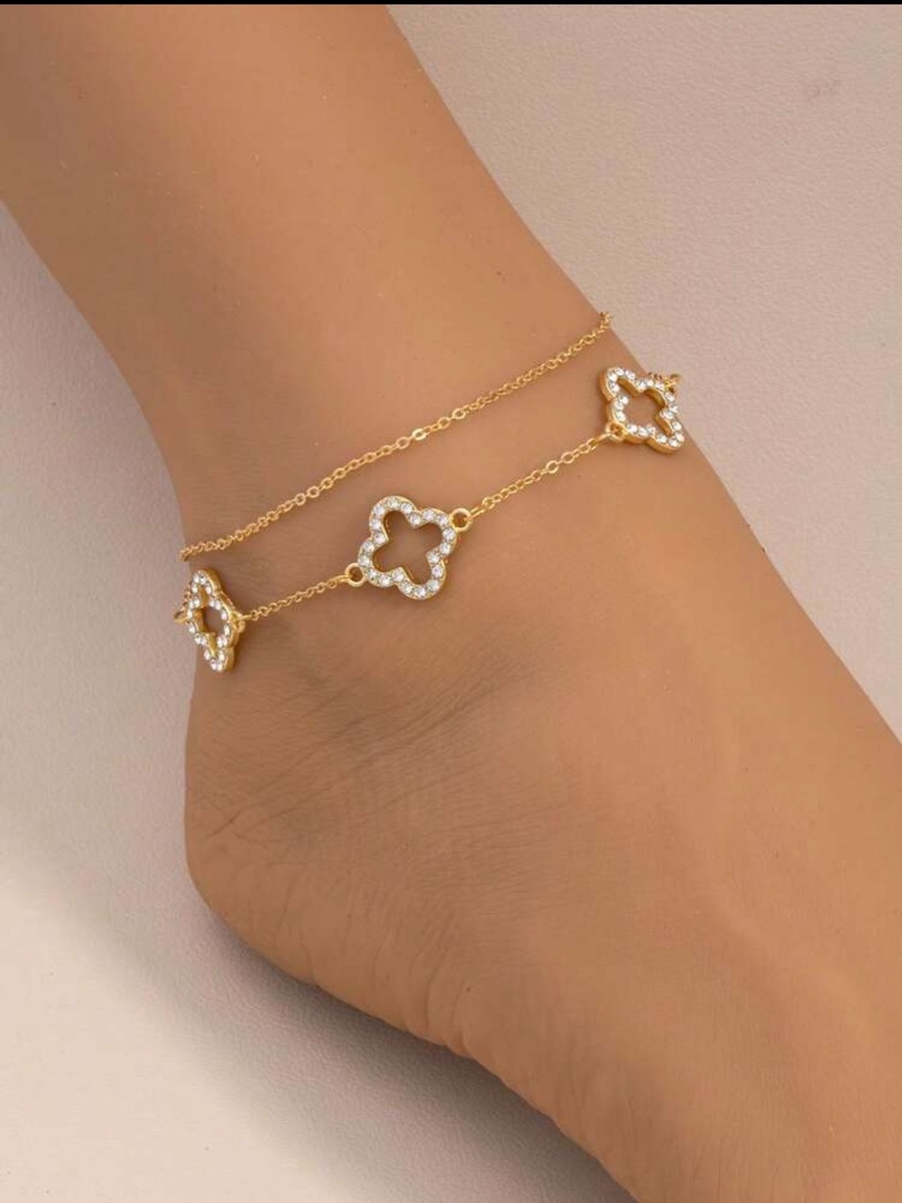 Gold clover anklet